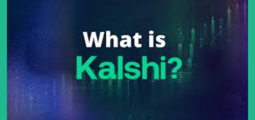 image with ombre black background with letering in black and green block letters tat reads what is kalshi?