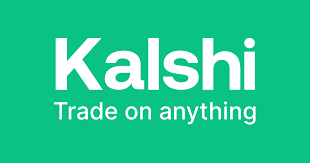green image with white block lettering that reads, Kalshi Trade on anything.